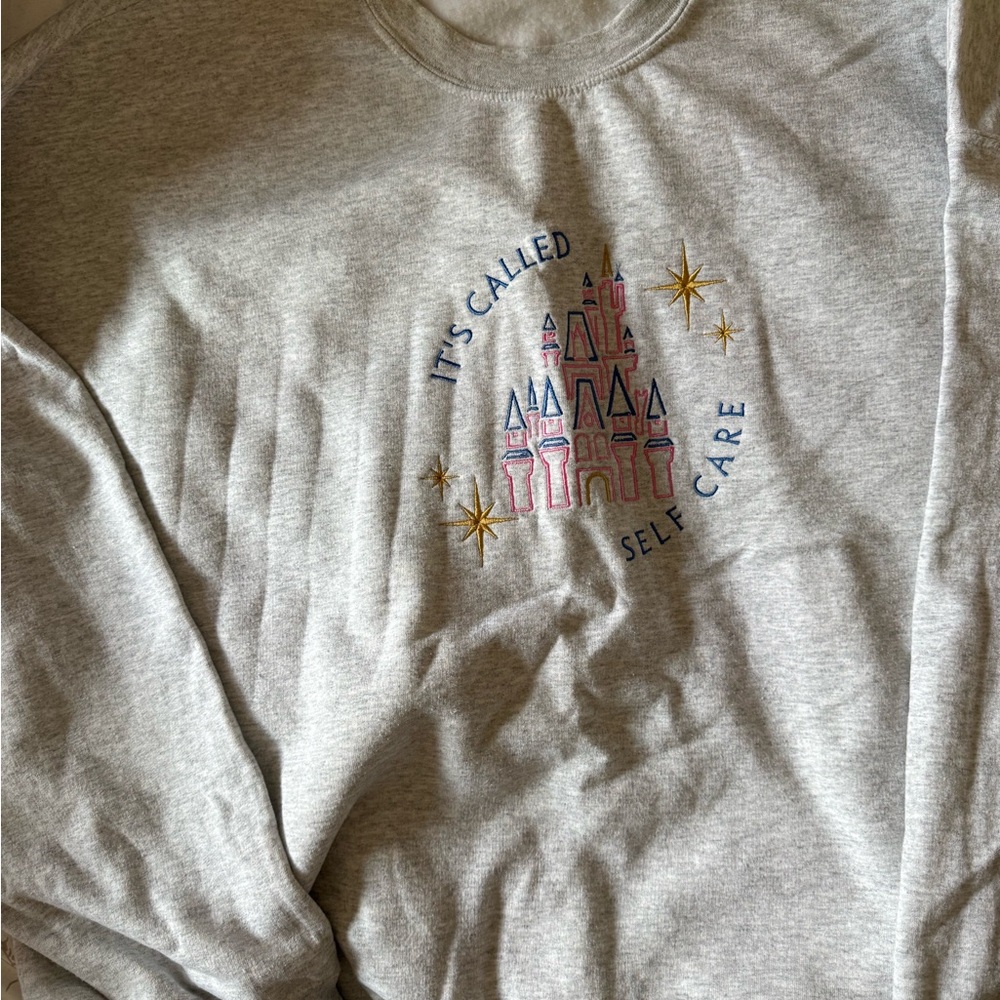 Disney Embroidered Self Care Castle Sweatshirt